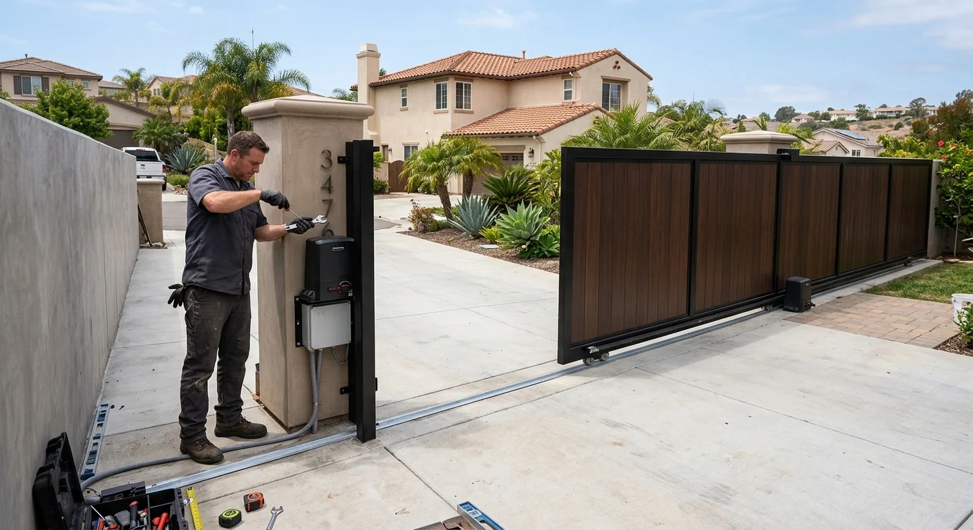 Automatic driveway gate fitted to a sloped Chula Vista driveway