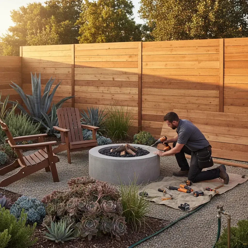A clear-grade cedar privacy fence in a coastal Del Mar backyard near the bluffs