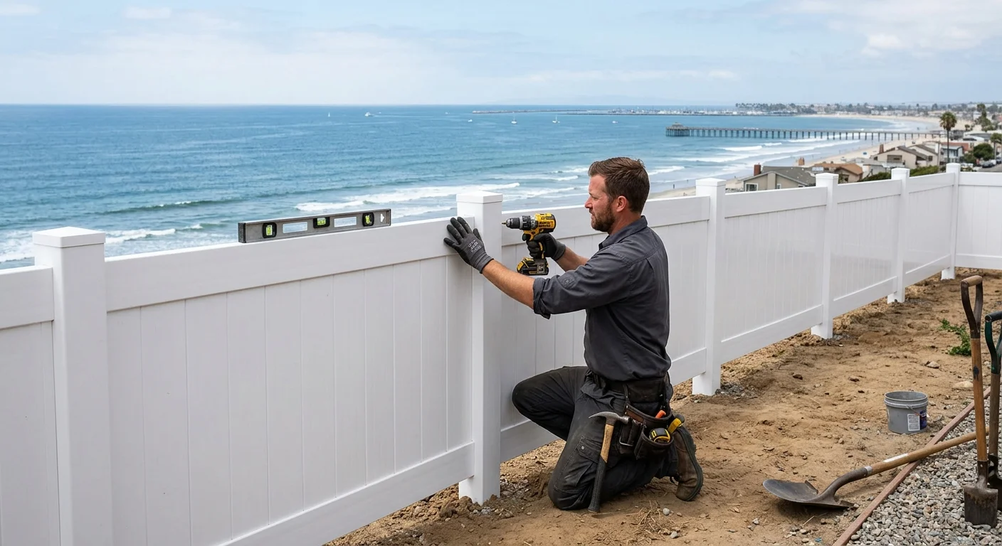 White vinyl fence near the coast in Imperial Beach